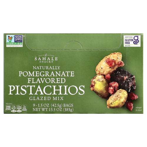 Sahale Snacks, глазированная смесь, гранат и фисташки, 9 пакетиков по 42,5 г (1,5 унции)