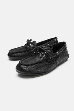 ZARA КОЖАНЫЕ ТОПСАЙДЕРЫ, ЧЕРНЫЙ