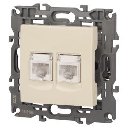 Розетка ЭРА Elegance 14-3108-02 информационная двойная 2хRJ45 IP20 слоновая кость | Эра Elegance