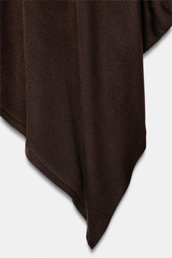 ZARA ТРИКОТАЖНЫЙ ТОП АСИММЕТРИЧНОГО КРОЯ, КОРИЧНЕВЫЙ