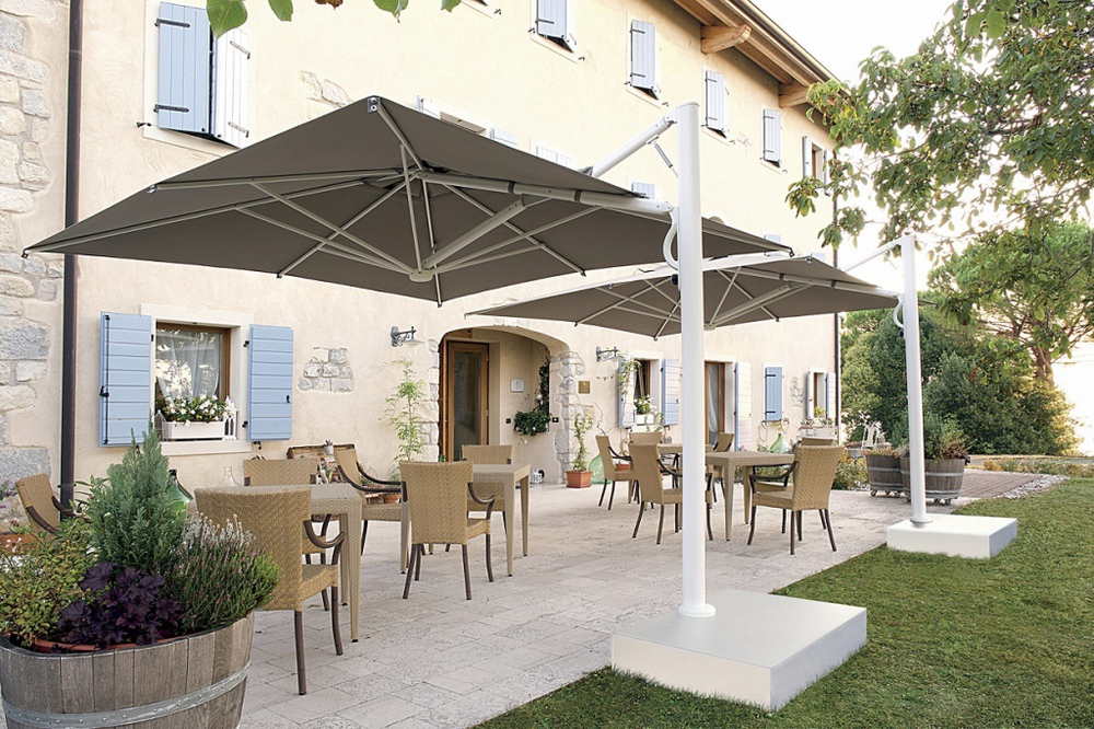 Зонт профессиональный 3х4 м Scolaro Astro Starwhite, белый, серо-коричневый