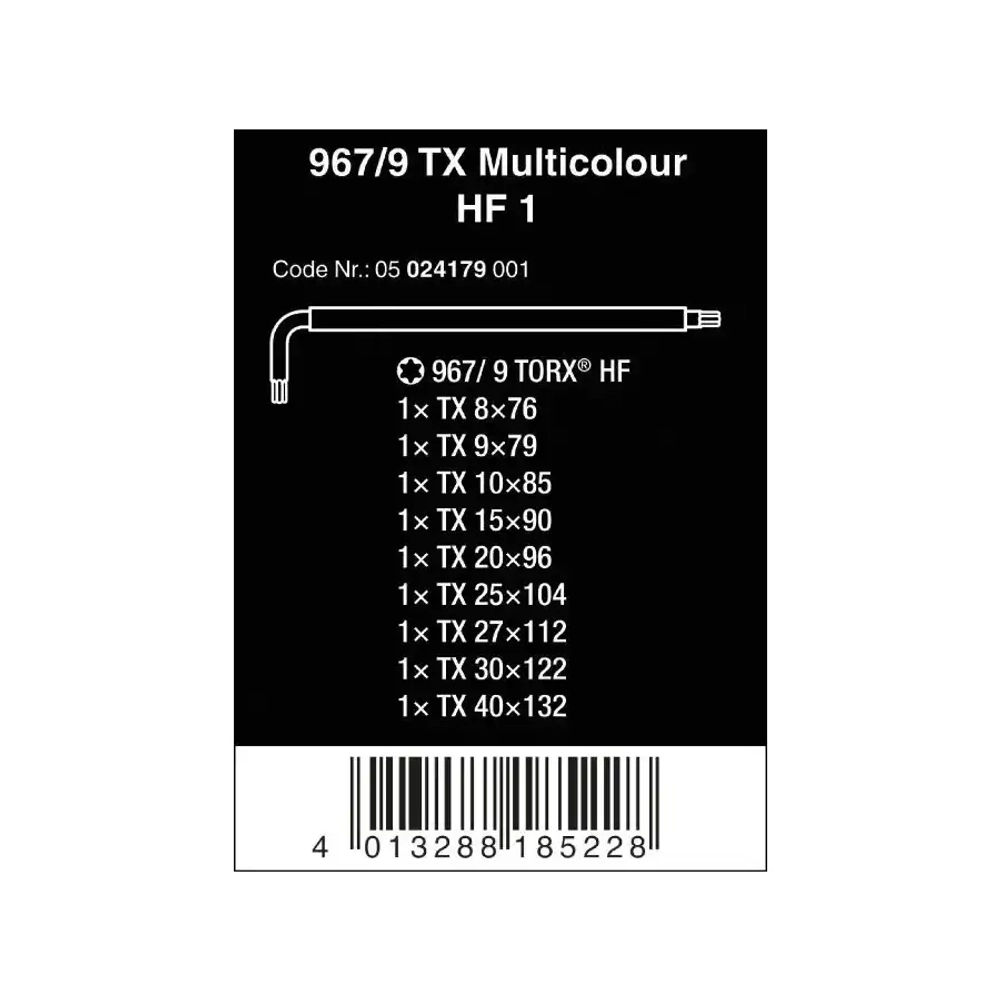 Набор Г-образных ключей 967/9 TX Multicolour HF 1 WERA 05024179001