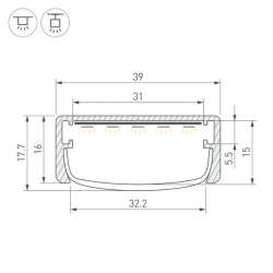 Профиль ARH-WIDE-W39-2000 ANOD (Arlight, Алюминий) 030982