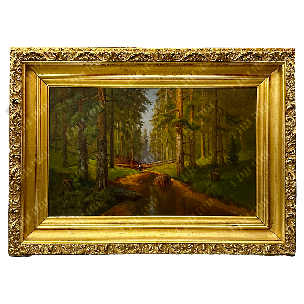 Бабадин Валериан Витальевич. Ручей в лесу. Холст, масло. 1915 г.