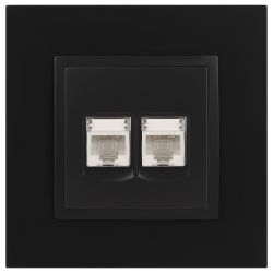 Розетка ЭРА Elegance 14-3108-05 информационная двойная 2хRJ45 IP20 антрацит | Эра Elegance