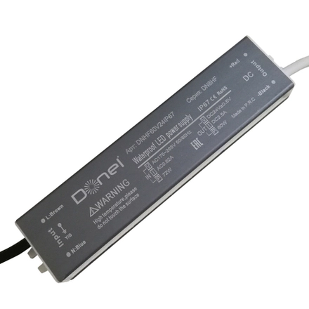 Donel Блок питания 60 Вт DC24B, 2.5А, IP67, 180x40x23мм, серия:DN8HF