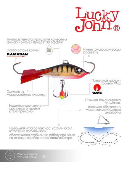 Балансир Lucky John BALTIC 5 с тр. 50мм/11HRT блистер