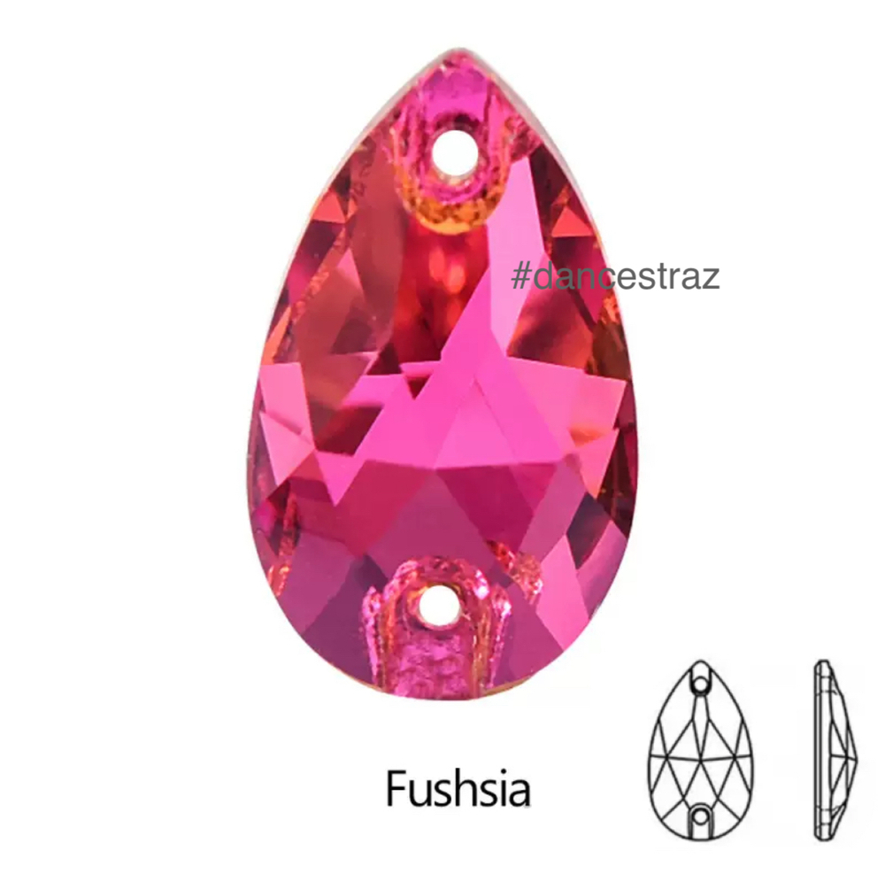 Стразы пришивные, Teardrop, Fuchsia, 502, 16*25mm, (36 ea/pkg), 5A+, (F2)