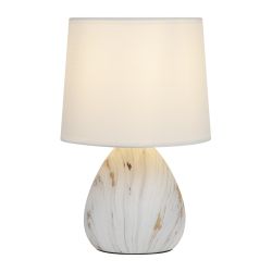 Настольная лампа Rivoli Damaris D7037-501 1 * Е14 40 Вт керамика белая с золотом с абажуром | Rivoli