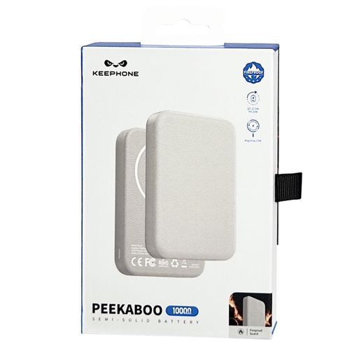 Powerbank магнитный с MagSafe Keephone Peekaboo 10000mAh кожаный белый