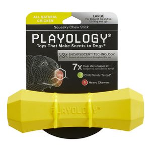 Жевательная палочка Playology SQUEAKY CHEW STICK для собак средних и крупных пород с ароматом курицы, большая, цвет желтый