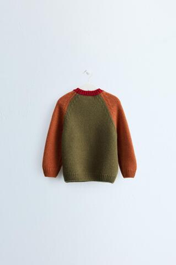 ZARA TIMELESS — СВИТЕР КОЛОР-БЛОК ИЗ ШЕРСТИ И КАШЕМИРА, ТЕМНЫЙ МЕДНЫЙ