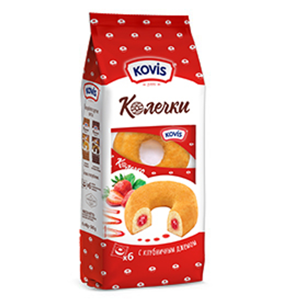 Колечки Kovis с клубничным джемом 240г (6шт)