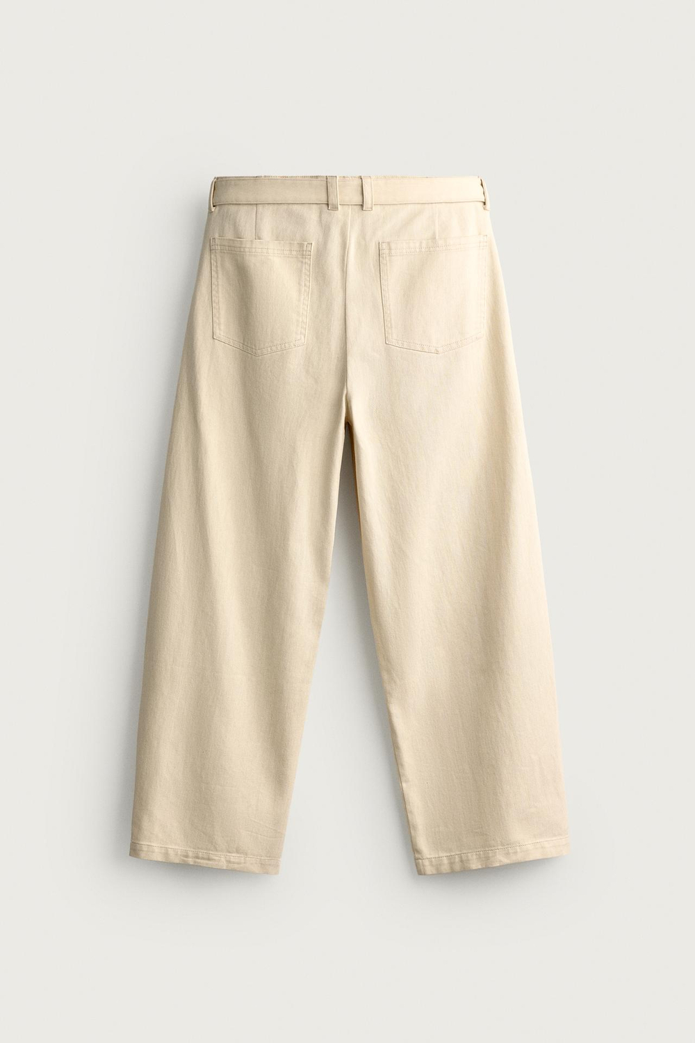 ZARA БРЮКИ RELAXED FIT С ПОЯСОМ, ЭКРЮ