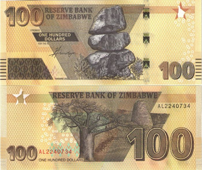 100 долларов 2023 Зимбабве