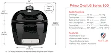 Керамический угольный гриль Primo Oval Family All-In-One, 38х56 см, с ножками и столиками