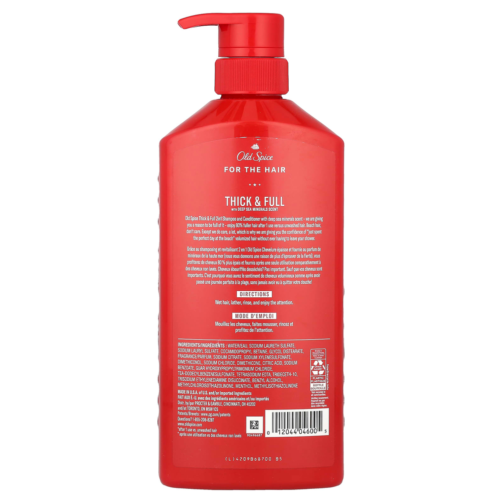 Old Spice, Шампунь и кондиционер 2 в 1, густой и насыщенный, с глубоководными минералами, 650 мл (21,9 жидк. Унции)