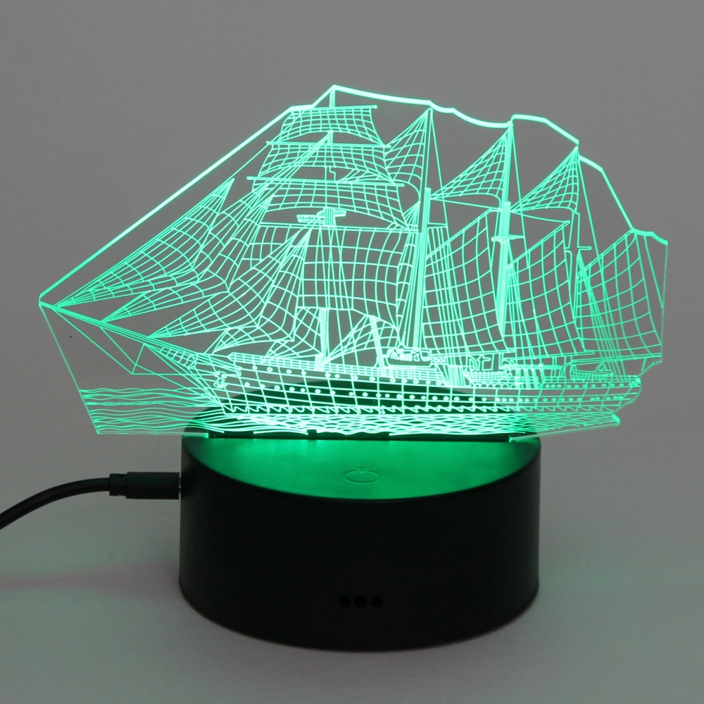 Светильник ночник «3D-Корабль» на пластиковой подставке, с включателем USB