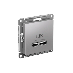 ATLASDESIGN USB РОЗЕТКА A+A, 5В/2,1А, 2х5В/1,05А, механизм, АЛЮМИНИЙ