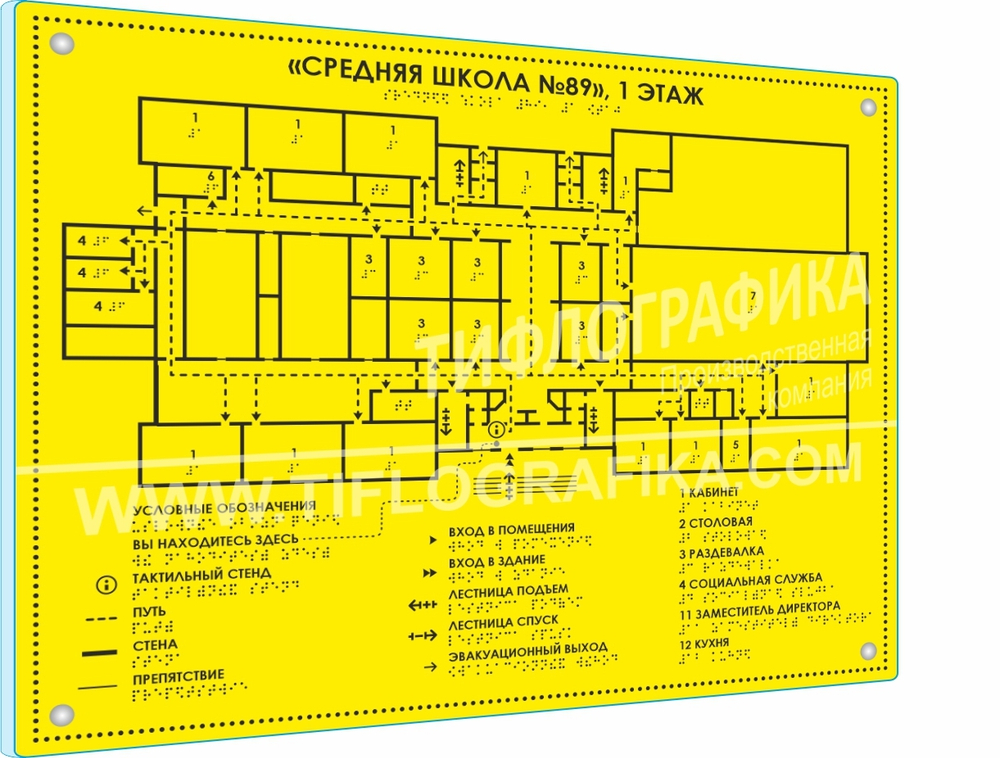 Тактильная мнемосхема ORG8 470х610х8 мм. Монохром