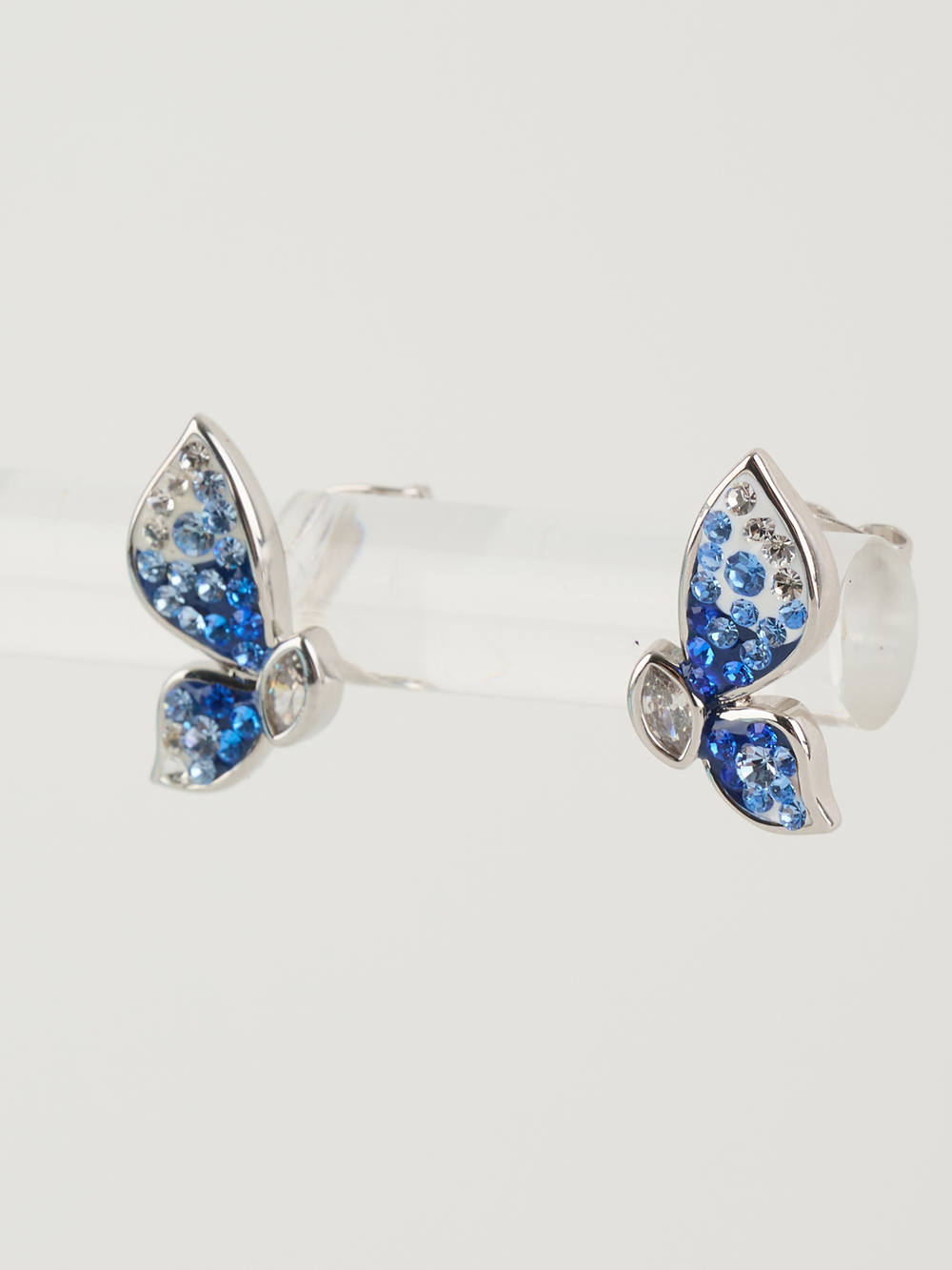Серьги Голубая бабочка с кристаллами Swarovski