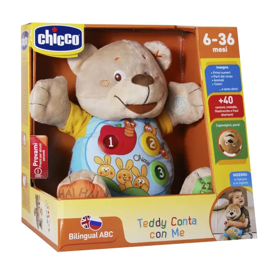 Игрушка мягкая развивающая двуязычная Chicco Говорящий мишка Teddy