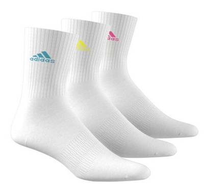 Носки теннисные Adidas Cushioned Crew Socks 3P - white/lucid cyan/lucid lemon/lucid pink