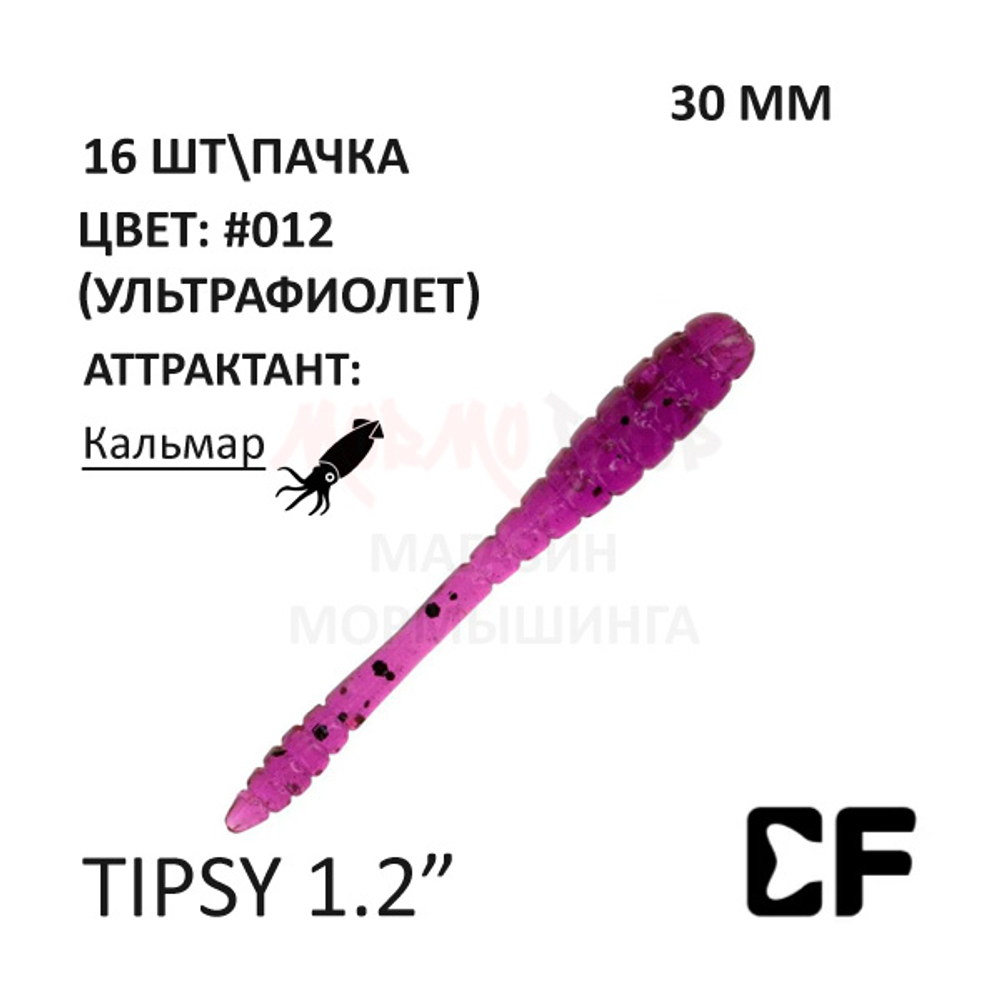 Tipsy 1,2" 30 мм - силиконовая приманка от CF (Crazy Fish) (16 шт)