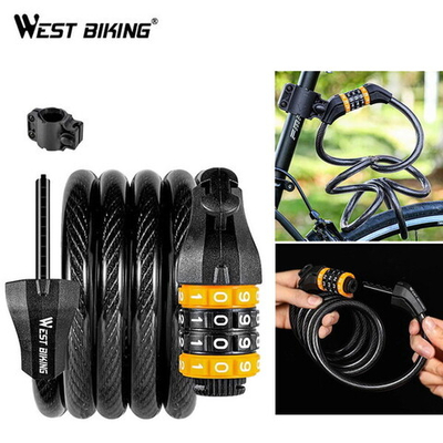 Замок навесной, тросовый West Biking YP0705061, 1200 мм