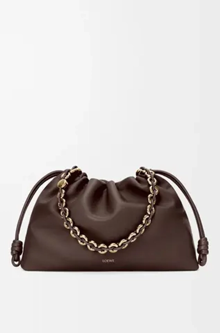 Loewe Большая сумка Flamenco из мягкой кожи ягненка наппа, темно-каштановый