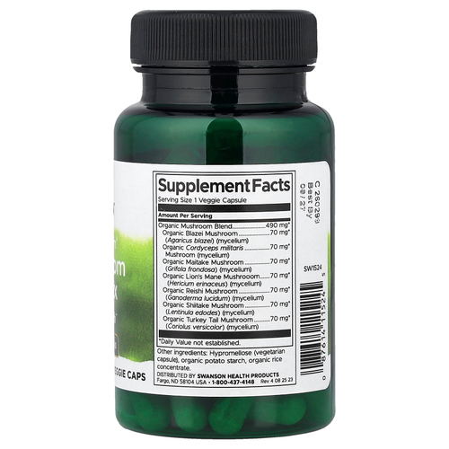 Swanson Vitamins, Full Spectrum®, комплекс из 7 грибов, 60 растительных капсул