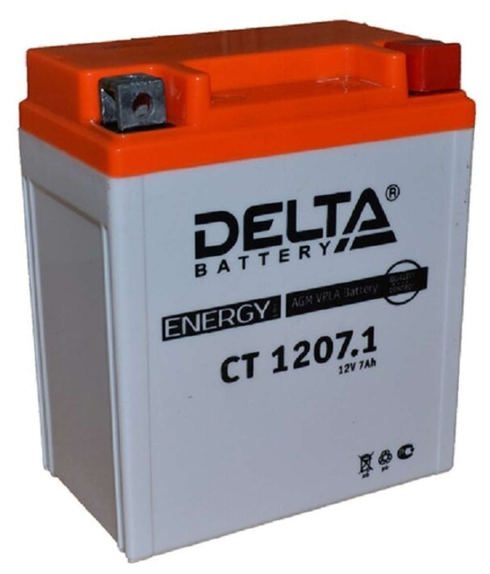 Аккумулятор DELTA Battery AGM 7 А/ч обратный R+ 114x70x132 мото EN 100 А