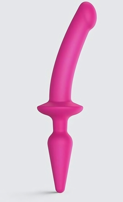 Розовый двусторонний фаллоимитатор Strap-On-Me Dildo Plug-In Switch size S (Цвет: розовый)
