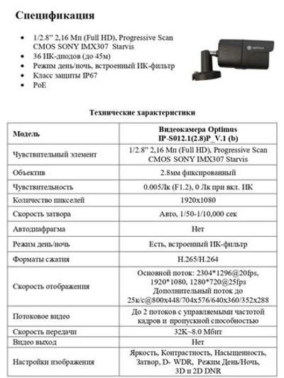 Видеокамера Optimus IP-S012.1(2.8)P_V.1 (b)
