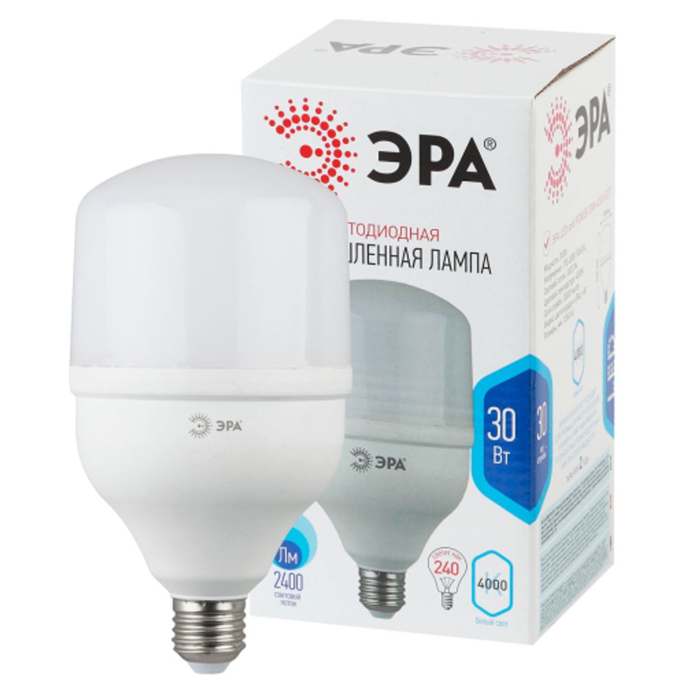 Лампа светодиодная POWER ЭРА STD LED T100-30W-4000-E27 30Вт кoлокол нейтральный белый свет Е27 | Лампы cветодиодные POWER