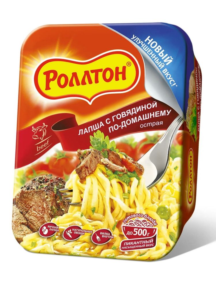 Лапша Роллтон С говядиной по-домашнему Острая 90 г