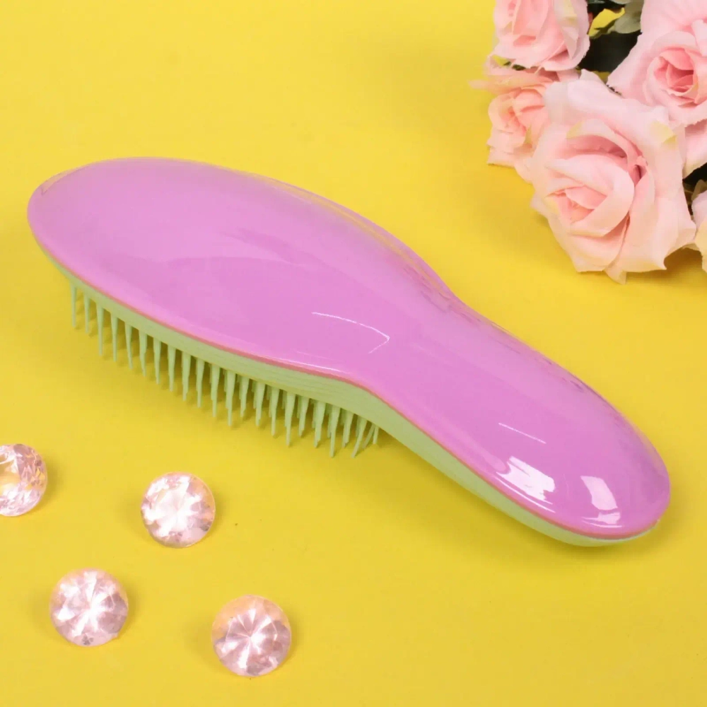 Расческа массажная компактная «Manhattan style», цвет сиреневый/мятный, 20,5*7,5см
