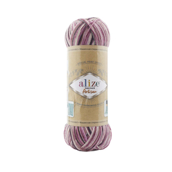 Суперваш артисан (Superwash artisan) пряжа Alize 75%шерсть 25%полиамид 5х100г/420м 9011 белый-брусника-т.серый