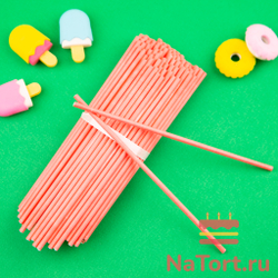 Палочки бумажные для Cake pops (красные, 15 см, 100 шт)