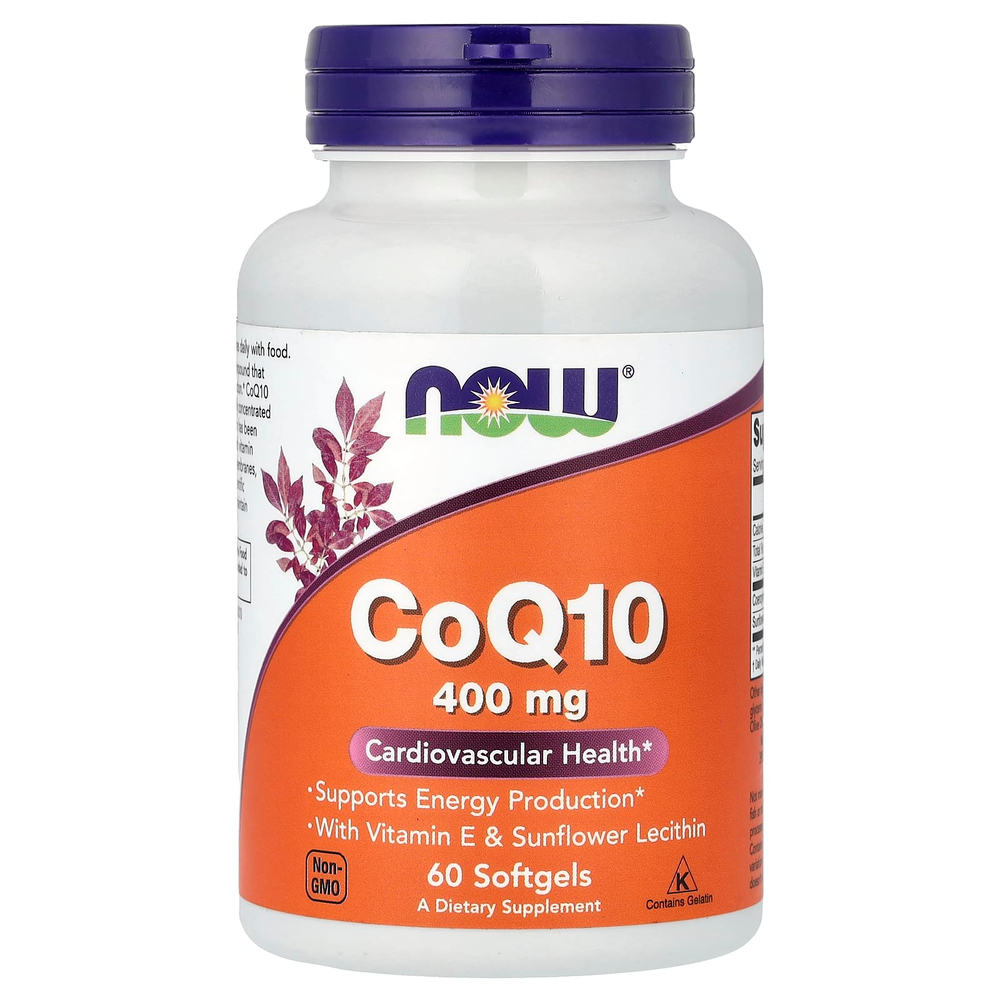 NOW Foods, коэнзим Q10 с витамином E и подсолнечным лецитином, 60 капсул