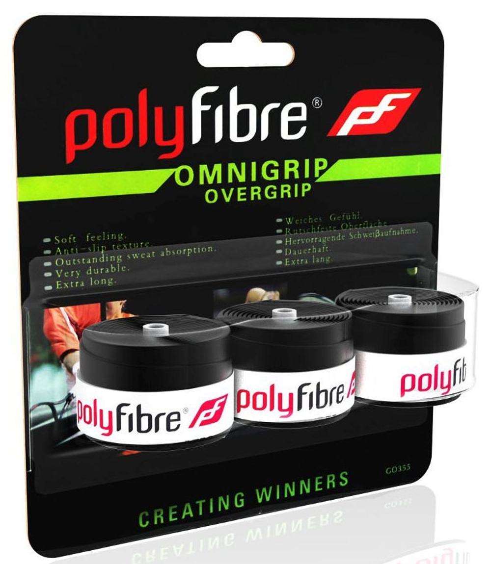 Намотки теннисные Polyfibre Omnigrip Overgrip 3P - black