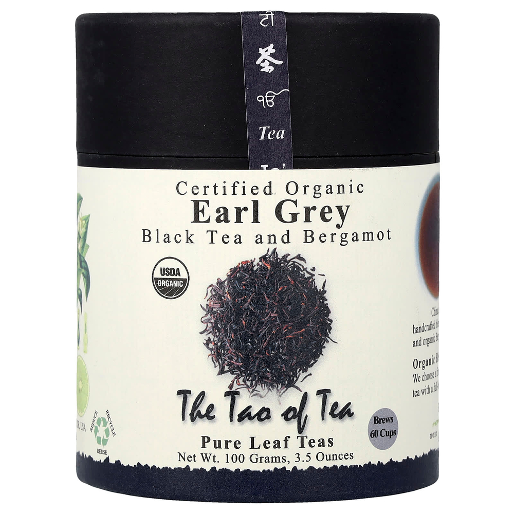 The Tao of Tea, сертифицированный органический черный чай и бергамот, с бергамотом, 100 г (3,5 унции)
