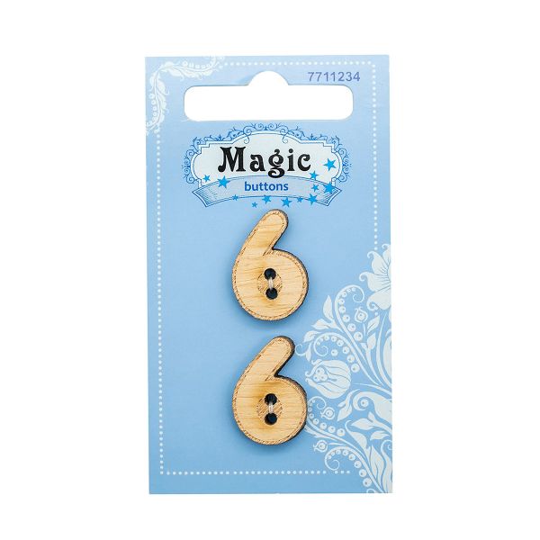 Украшения декоративные: пуговицы Цифра Шесть, 2 шт, Magic Buttons BBLWA68-32L