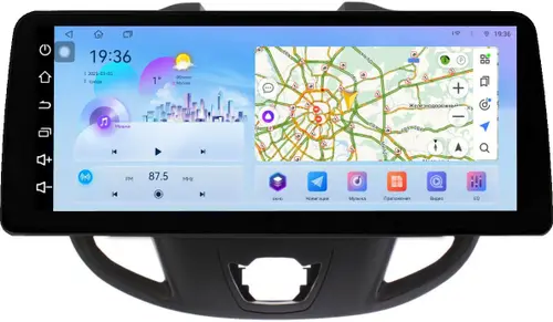 Магнитола для Ford Transit Custom, Tourneo Custom 2012-2019 - FarCar S500+TS10 монитор 12.3" 2K QLED на Android 14, Быстрая, CarPlay, 4G SIM-слот