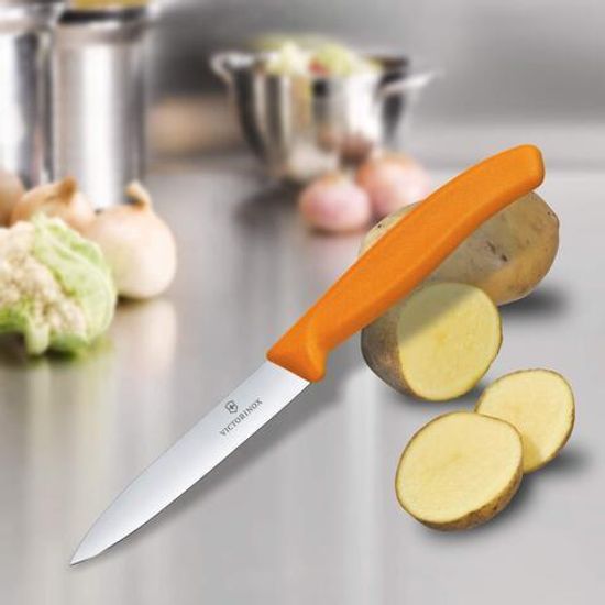 Кухонный нож Victorinox для резки и чистки оранжевый, лезвие 10 см