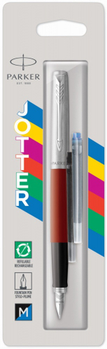 Перьевая ручка Parker Jotter, цвет ORIGINALS RED CT, цвет чернил синий/черный, толщина линии M, В БЛИСТЕРЕ