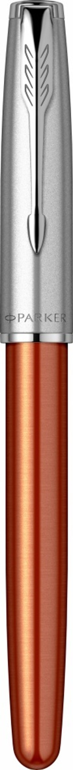 Ручка-роллер Parker Sonnet Essentials Orange SB Steel CT 2169230, цвет чернил black,перо: F, в подарочной упаковке.