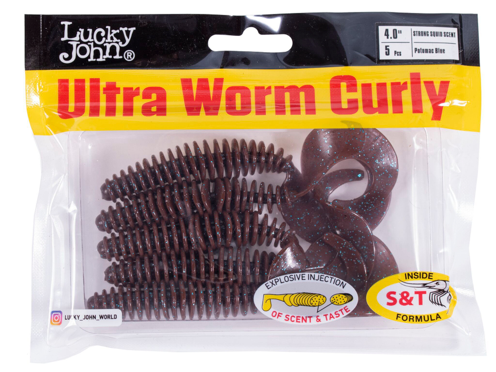 Твистеры съедоб. искусст. LJ Pro Series ULTRAWORM CURLY 4,0in (10.16)/S19 5шт.