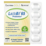 California Gold Nutrition, LactoBif® 65, пробиотики, 30 растительных капсул