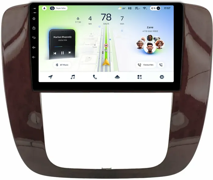 Магнитола для Chevrolet Tahoe 900 2006-2014 (рамка дерево) - Teyes CC4L-DTS монитор 9" IPS, Android 14, Быстрая, Snapdragon 662, CarPlay, 4G SIM-слот